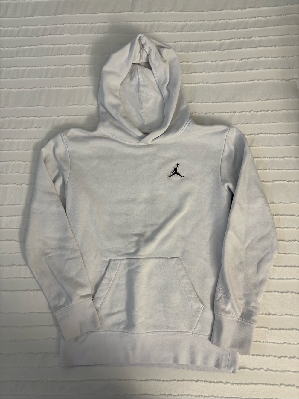 Boys White Pullover Hoodie with Jordan Logo